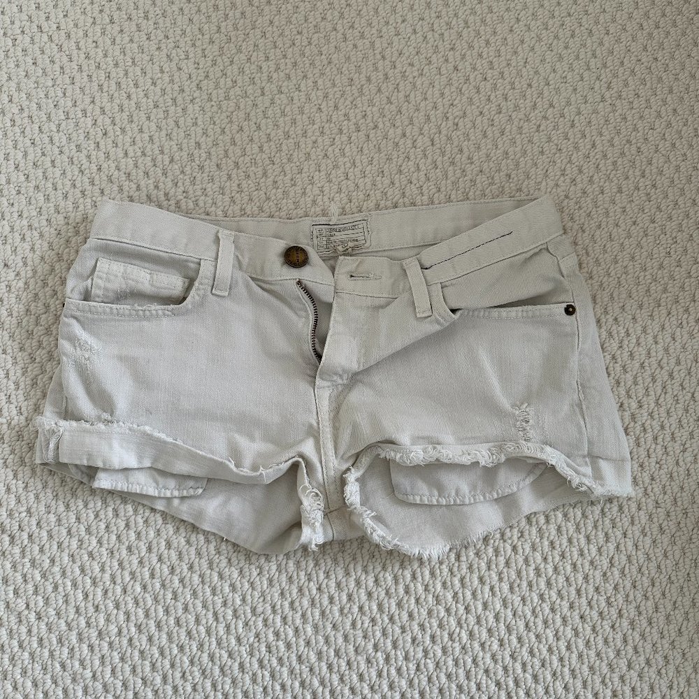 Current/Elliott white denim short shorts